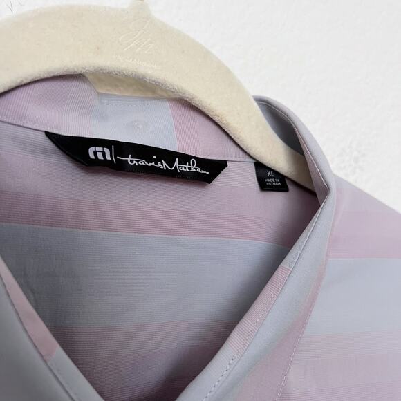 [Travis Mathew] Increments Blue Pink Striped Short Sleeve Button Down Shirt XL - Picture 10 of 13